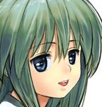  animated animated_gif blinking blue_eyes clannad face green_hair lasterk lowres sakagami_tomoyo solo 