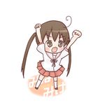  ahoge brown_hair chibi long_hair lowres minami-ke minami_kana sakuramori_sumomo school_uniform solo twintails 