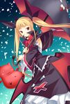  bad_id bad_pixiv_id black_umbrella blazblue blonde_hair bow detached_sleeves gii gothic_lolita inase_shin'ya lolita_fashion long_hair nago rachel_alucard red_bow solo twintails umbrella 