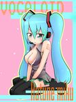  absurdres aqua_eyes aqua_hair bad_id bad_pixiv_id blush breasts cleavage hatsune_miku headset highres large_breasts long_hair sakurai_energy skirt solo thighhighs twintails vocaloid 