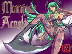  animal_print aqua_hair bare_shoulders bat_print bat_wings boots breasts bridal_gauntlets cleavage covered_navel demon_girl eyelashes fighting_stance head_wings heel_blade hime_cut large_breasts leotard long_hair morrigan_aensland nikuji-kun pantyhose print_legwear purple_wings solo succubus transformation vampire_(game) weapon wings yellow_eyes 