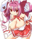  1girl akazawa_red animal_ears bare_shoulders breasts bunny_ears bunny_girl cleavage covered_nipples erect_nipples female hair_ornament hair_ribbon huge_breasts leaning_forward long_hair long_twintails miniskirt naughty_face pink_hair red_eyes ribbon skirt solo standing twintails usada_hikaru 