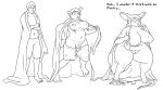  2018 anthro balls beard bedding big_breasts big_thighs blanket breast_growth breasts canid canine clothed clothing dialogue facial_hair female fennec fox gender_transformation hair human human_to_anthro male mammal monochrome mtf_transformation navel nipples open_mouth penis prurientpie pussy sequence short_hair simple_background slightly_chubby solo standing surprise torn_clothing transformation weight_gain white_background wide_hips 