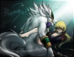 anthro anus biceps big_muscles blonde_hair blue_eyes blush butt canine clothing dog emerald english_text fan_art fluffy fur gay gem hair human interspecies long_ears love male mammal mana_khemia mana_of_light muscles nude pecs requiembeatz romantic roxis shine size_difference sparkle spreading text twink video_games white_fur wolf 