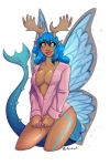  animal_humanoid antlers azaleesh breasts fairy feara female hi_res horn humanoid lips solo wings 
