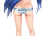  ass ass_focus azuse_neko blue_hair butt_crack close-up dimples_of_venus izumi_konata long_hair lucky_star panties shiny shiny_skin simple_background solo striped striped_panties underwear white_background 