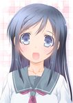  aragaki_ayase black_hair blue_eyes long_hair oono_tetsuya open_mouth ore_no_imouto_ga_konna_ni_kawaii_wake_ga_nai school_uniform serafuku solo upper_body 