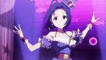  ahoge animated animated_gif belt blue_hair brooch dancing hat idolmaster idolmaster_(classic) jewelry lowres miura_azusa non-web_source palace_of_dragon_(idolmaster) ryuuguu_komachi short_hair solo top_hat 