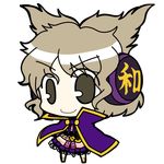  &gt;:) belt cape chibi closed_mouth earmuffs eyebrows_visible_through_hair full_body short_hair skirt smile socha solo standing touhou toyosatomimi_no_miko transparent_background v-shaped_eyebrows 