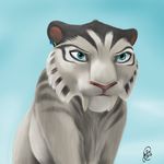  blue_eyes ear_piercing feline female feral fur ice_age jujubajulia mammal piercing sabertooth shira_(ice_age) smilodon tiger white_fur 