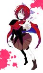  boots disembodied_head hair_ribbon red_eyes red_hair ribbon sekibanki short_hair solo tadano_kagekichi touhou v 