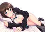  breast_hold breasts ishigaki_takashi nipple_slip nipples open_shirt pantsu seifuku shibuya_rin the_idolm@ster the_idolm@ster_cinderella_girls 