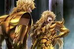  armor blue_eyes joka_(night_gate) leo_aiolia long_hair multiple_boys saint_seiya scorpio_milo 