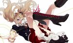  bad_id bad_pixiv_id blonde_hair blue_eyes boots crosshair danganronpa danganronpa_1 enoshima_junko eyelashes high_heels knee_boots legs lips long_legs monokuma nail_polish saikawa_(0902k137) shoes skirt sleeves_rolled_up solo spoilers thighs 