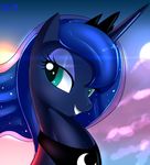  blue_eyes blue_hair crown cute equine female feral friendship_is_magic hair headshot_portrait horn horse long_hair looking_at_viewer mammal my_little_pony pony portrait princess princess_luna_(mlp) royalty skyline19 smile solo tiara winged_unicorn wings 