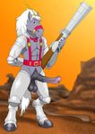  anthro balls bravestarr cyborg equine flared_penis horse horsecock huge_penis male mammal penis pose solo thirty_thirty wildwulf 