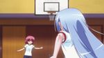  animated animated_gif ball basketball from_behind hakamada_kagetsu indoors long_hair lowres mimi_balguerie multiple_girls nagatsuka_saki outstretched_arms pink_hair rou-kyuu-bu! screencap shirt short_hair sportswear very_long_hair white_shirt 