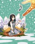  bird_nest black_hair blue_eyes crack crystal dokidoki!_precure egg feathers glasses hands hishikawa_rikka itomugi-kun long_hair minigirl outstretched_hand precure sitting snowing solo 