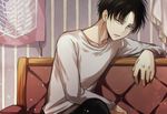  angel31424 bad_id bad_pixiv_id black_hair couch flag levi_(shingeki_no_kyojin) long_sleeves male_focus shingeki_no_kyojin solo 