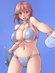  bikini blush breasts brown_eyes brown_hair cleavage curvy large_breasts navel older open_mouth rozen_maiden short_hair snorkel solo souseiseki swimsuit tsuda_nanafushi underboob underwear wet 