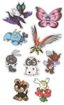  antennae bat bird bug butterfly chibi clauncher claws crustacean cub dragon flabebe flower fur gen_6_pokemon highres insect litleo no_humans noivern paws pincers pokemon pokemon_(creature) red_eyes scatterbug seahorse simple_background skrelp spewpa tail talonflame tongue tongue_out vivillon white_background wings yellow_eyes yoshida_nina 