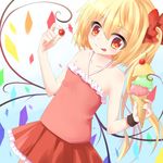  bad_id bad_pixiv_id blonde_hair cherry flandre_scarlet flat_chest food fruit hair_ribbon highres ice_cream red_eyes ribbon side_ponytail solo tongue touhou transistor wings 