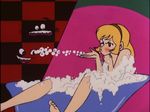  70s araki_shingo bare_shoulders bath bath_tube blonde_hair bubbles caught cutie_honey hayami_danbei kisaragi_honey oldschool screencap soles 