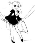  :&lt; dress dual_wielding greyscale hime_cut holding katana long_hair monochrome panty_&amp;_stocking_with_garterbelt sho-n-d sketch solo stocking_(psg) sword very_long_hair weapon 