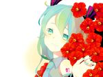  close flowers hatsune_miku vocaloid white 