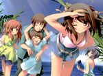  asahina_mikuru blush kantoku kyon kyon_no_imouto nagato_yuki suzumiya_haruhi suzumiya_haruhi_no_yuuutsu wink 