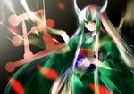  ex-keine green_hair horns japanese_clothes kamishirasawa_keine kimono long_hair multicolored_hair pink_hair red_eyes silver_hair sketch solo touhou tsurukame very_long_hair 