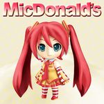  aqua_eyes chibi deka_master hatsune_miku long_hair mcdonald's nendoroid red_hair ronald_mcdonald solo thighhighs twintails very_long_hair vocaloid 