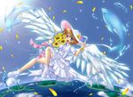  blue blue_eyes dolphin dress hat petals sunflower tagme water wings 