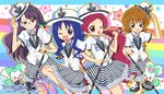  blue_hair coffret dark_precure glasses hanasaki_tsubomi hat heartcatch_precure! kurumi_erika myoudouin_itsuki potpourri purple_hair shypre tie tsukikage_yuri uniform wink 