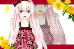  aqua_eyes dress flowers megurine_luka pink_hair vocaloid 