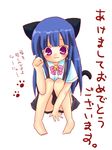  :3 akeome animal_ears blue_hair bow cat_ears furude_rika happy_new_year higurashi_no_naku_koro_ni long_hair new_year pink_bow purple_eyes sakuramori_sumomo school_uniform solo tail translated 