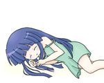  blue_hair furude_rika green_skirt higurashi_no_naku_koro_ni long_hair lowres lying sakuramori_sumomo skirt sleeping solo 