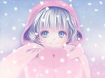  blonde_hair blue_eyes highres hina_ichigo hood mittens rozen_maiden short_hair smile snow solo toshi_hiroshi 