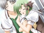  1boy 1girl blush game_cg green_hair ribbon shigure_asa shuffle! tsuchimi_rin 