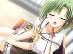  1girl 4:3 blush food fork game_cg green_hair necktie shigure_asa shuffle! 