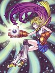  artist_name blade_of_fury blonde_hair dated earth giantess gradient_hair knee_pads leg_warmers long_hair mechanical_arms multicolored_hair pins purple_hair saturn scarf shoes skirt sleeveless smile sneakers solo starpunch_girl starpunch_girl_(series) yellow_eyes 