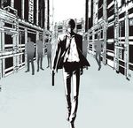  ginoza_nobuchika greyscale gun kagari_shuusei kougami_shin'ya kunizuka_yayoi masaoka_tomomi monochrome pipikuro psycho-pass silhouette tsunemori_akane weapon 