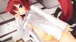  amairo_islenauts animal_ears erect_nipples foxgirl game_cg masaki_gaillard muririn no_bra open_shirt panties red_hair tail underwear yuzusoft 