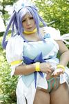  1girl asian blue_eyes blue_hair bracelet breasts choker chouzuki_maryou cosplay cure_diamond cure_diamond_(cosplay) dokidoki!_precure dress fat_mons flossing jewelry large_breasts long_hair partially_visible_vulva photo plump precure solo thick_thighs tiara 