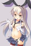  :o black_panties blonde_hair blush breasts brown_eyes elbow_gloves gloves kantai_collection long_hair navel nipples open_mouth panties pussy_peek safi shimakaze_(kantai_collection) skirt small_breasts solo striped striped_legwear thighhighs torn_clothes underwear white_gloves 
