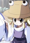  blonde_hair blush hat moriya_suwako oka_(bananashoe) solo touhou 