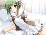  1girl game_cg green_hair purple_eyes shigure_asa short_hair shuffle! 