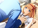  1girl blue_eyes fuyou_kaede game_cg ribbon short_hair shuffle! 