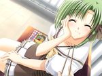  1girl 4:3 blush food fork game_cg green_hair necktie shigure_asa shuffle! 