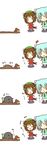  2girls 4koma ^_^ animal_ears bird blue_hair brown_hair cat_ears cat_tail chen chibi closed_eyes comic digging happy hat hestia_(neko_itachi) multiple_girls mystia_lorelei mystia_lorelei_(bird) open_mouth reiuji_utsuho reiuji_utsuho_(bird) ribbon smile tail tatara_kogasa touhou |_| 